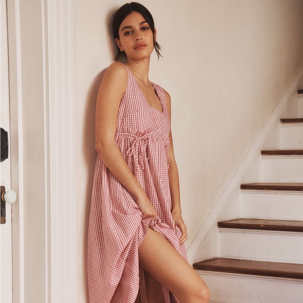 Anthropologie Sleeveless Gingham Midi Dress